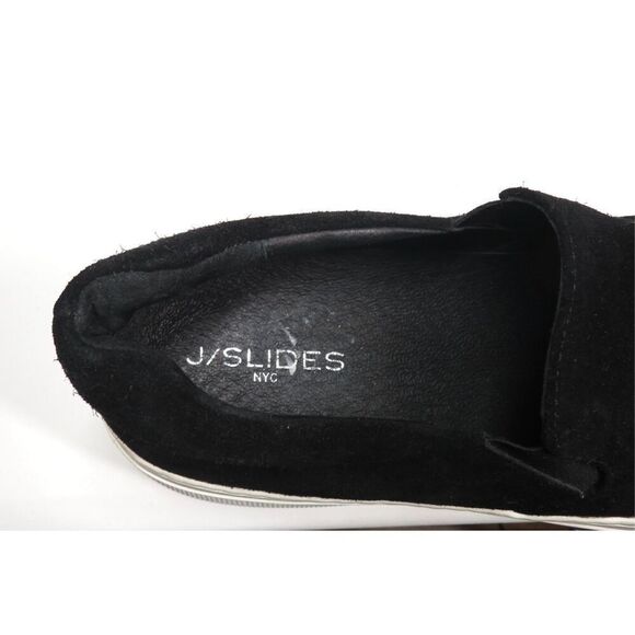 J Slides Dimmi Black Suede Leather White Platform Sneakers Slip On Women Size 9 - Picture 4 of 6